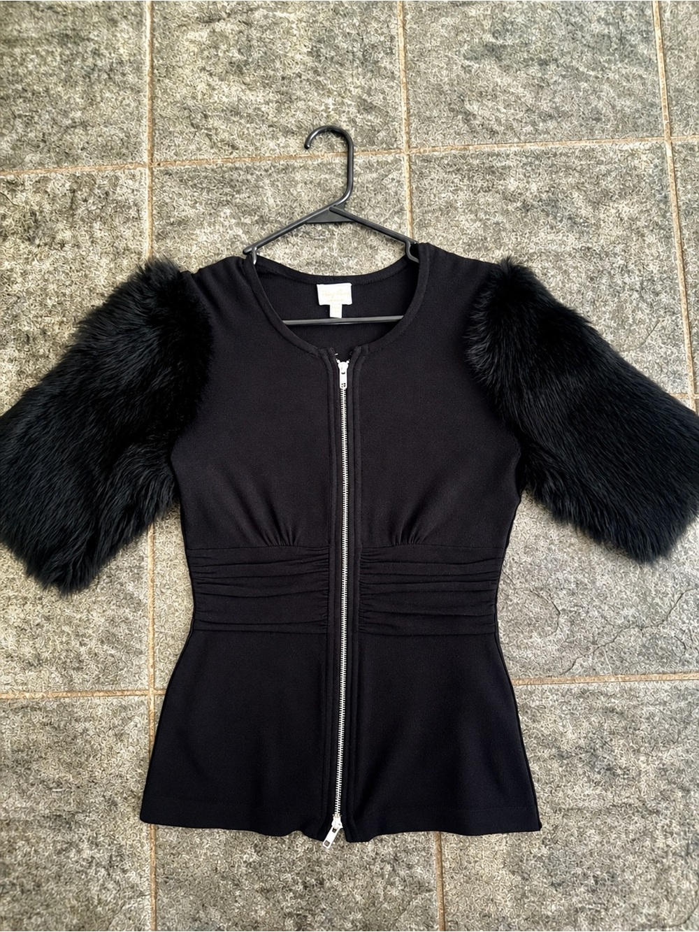 Vintage Tracy Reese Faux Fur Sleeve Cardigan Sweater